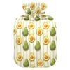 1 L Hot Water Bottle Cartoon Avocado Lines Hot Water Bottle with Cover Soft Velvet Leak Proof Screw Plug Best for Winter Sports Outdoors view 1