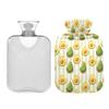 1 L Hot Water Bottle Cartoon Avocado Lines Hot Water Bottle with Cover Soft Velvet Leak Proof Screw Plug Best for Winter Sports Outdoors view 2