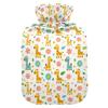 1 L Hot Water Bottle Giraffe Cute Flowers Hot Water Bottle with Cover Soft Velvet Leak Proof Screw Plug Best for Winter Sports Outdoors