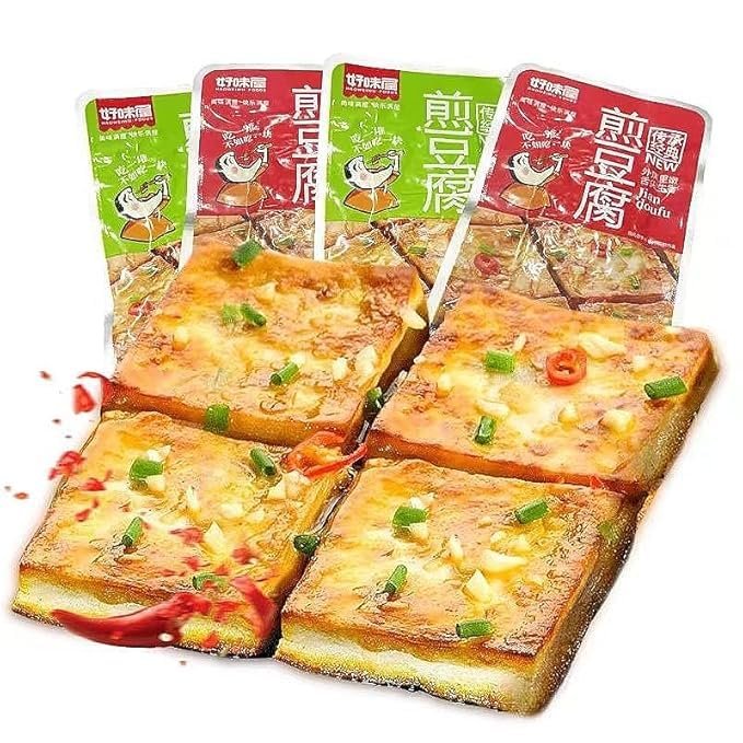 2 flavors Stir fried Tofu, instant spicy dried tofu10/20pack, spicy strips, hot small gluten,Chinese snacks, vegetarian food, soy snacks, side dishes, Chinese food, leisure snack gift pack (20packs)