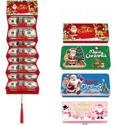 4-piece Santa Claus card with 10 slots each, red envelope, Christmas surprise party saving box.