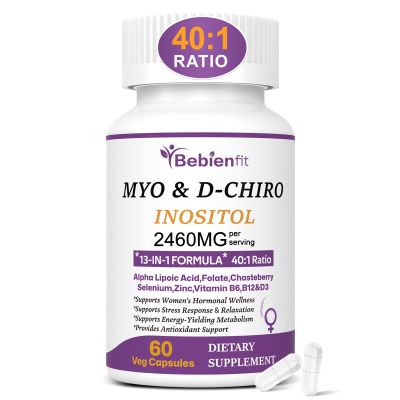 Bebien fit 13-in-1 Myo Inositol & D-Chiro Inositol for Women,2460mg-40:1 Ratio Supplement Plus Alpha Lipoic Acid/Folate/Vitex/Magnesium,60 Vegan Capsules
