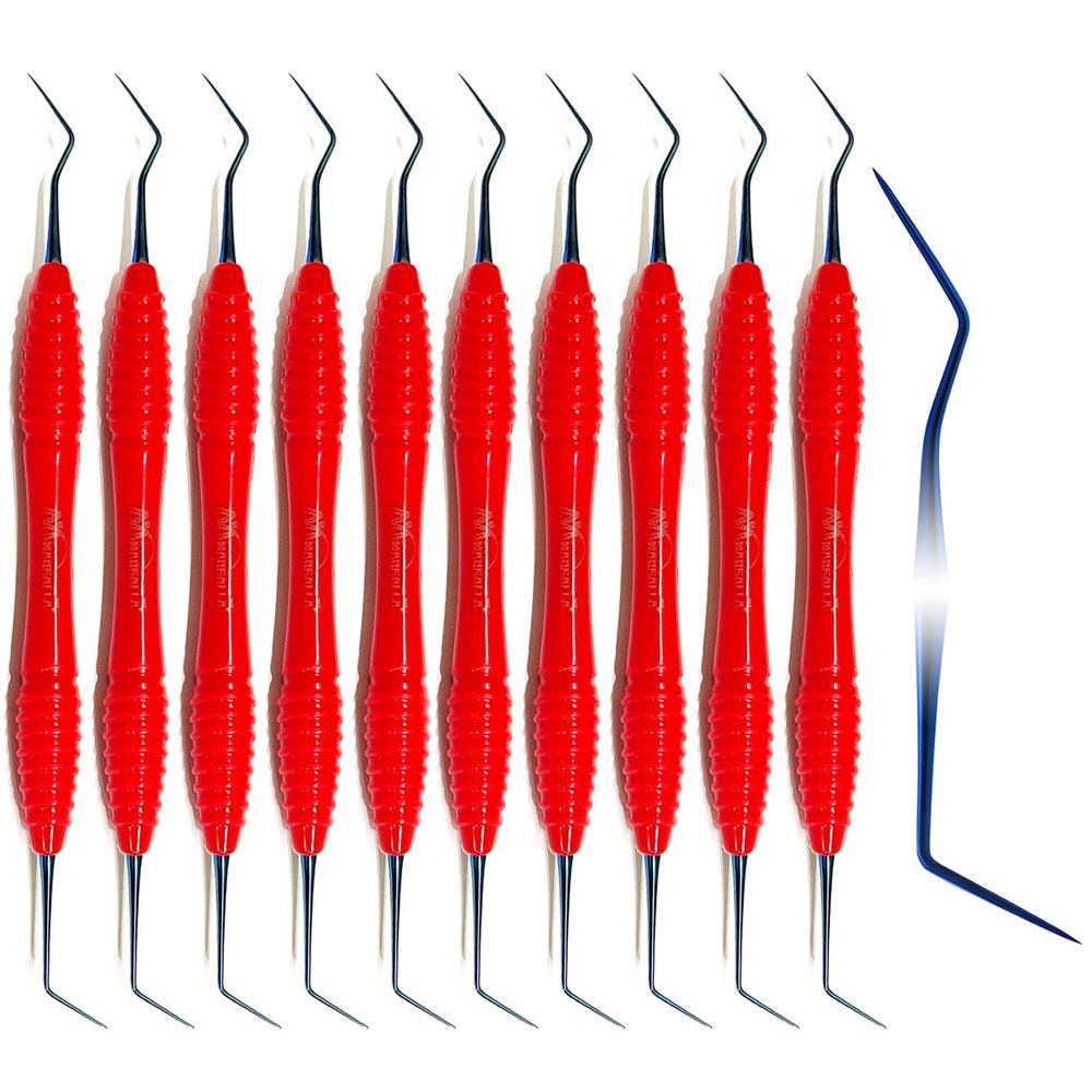 10 Pcs DG-16 Explorer Probe Silicone Handle Double Ended Diagnostic Endodontic Dental Instruments