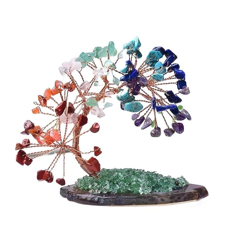 CVGfko Crystal Tree Crystal Gemstone Gravel Rock Quartz Stone Granule Agate Flower Tree Healing Home Decoration DIY Crafts Bonsai