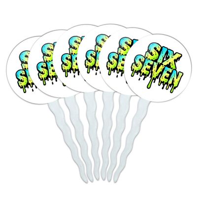 Graphics & More 6-7 Meme Dripping Text Cupcake Picks Toppers Decoration Set of 6