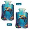 Hot Water Bottle with Cover 2 Liter, Jellyfish Sea Turtles Corals Ocean Coast Fish Rubber Hot Water Bag for Pain Relief Headaches Cramps and Winter Warmth view 4