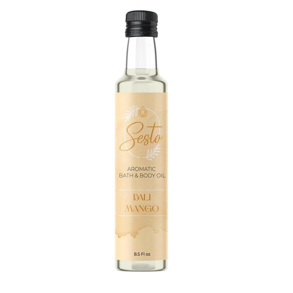 The Midwest Sea Salt Company - Sesto Aromatic Bath & Massage Oil - Bali Mango - 8.5oz, with Label