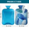 Hot Water Bottle with Cover 2 Liter, Watercolor Blue Feather Rubber Hot Water Bag for Pain Relief Headaches Cramps and Winter Warmth view 2