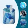 Hot Water Bottle with Cover 2 Liter, Watercolor Blue Feather Rubber Hot Water Bag for Pain Relief Headaches Cramps and Winter Warmth view 3
