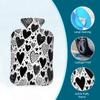 Hot Water Bottle with Cover 2 Liter, Black and White Hearts Rubber Hot Water Bag for Pain Relief Headaches Cramps and Winter Warmth view 3