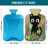 Hot Water Bottle with Cover 2 Liter, Cute Black Cat in Colorful Flowers Rubber Hot Water Bag for Pain Relief Headaches Cramps and Winter Warmth view 2