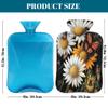 Hot Water Bottle with Cover 2 Liter, Daisies Butterflies Rubber Hot Water Bag for Pain Relief Headaches Cramps and Winter Warmth view 2