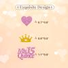 130pcs Mis Quince 15 Confetti, Gold Crown 15th Birthday Table Confetti, Pink Glitter Loveheart 15 Table Scatter for Girl 15 Years Old Birthday Party Decoration view 2