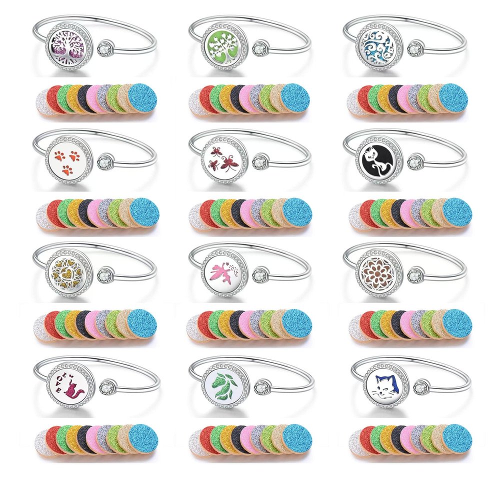 12 pcs Aromatherapy Bracelet, Essential Oil Perfume Diffuser Jewelry, Lightweight and Fashionable Women's Bracelet for Travel and Daily Use