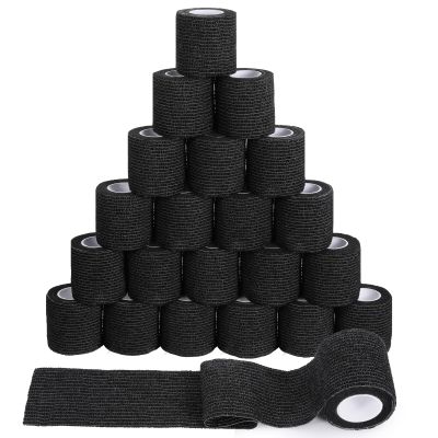 108 Rolls Self Adhesive Bandages, 2 x 5 Yards Black Cohesive Bandage Wraps, Elastic Breathable Athletic Tape, Flexible Self Adherent Bandage Rolls, for Ankle, Wrist Sprains, Sports & Pets