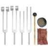 QWORK Tuning Forks for Healing Set 128Hz, 136Hz, 256Hz, 384Hz with Activator & Red Leather Pouch, Aluminum Sound Therapy Kit view 1
