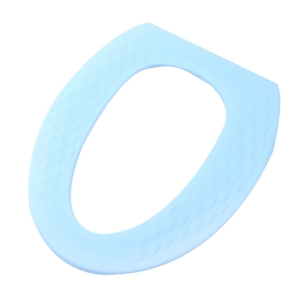 Kukyller Waterproofs Toilet Seat Cushion, Reusable EVA Warm Soft Washable Toilet Cover Seat Pad Bathroom Supplies (Stripes Blue)