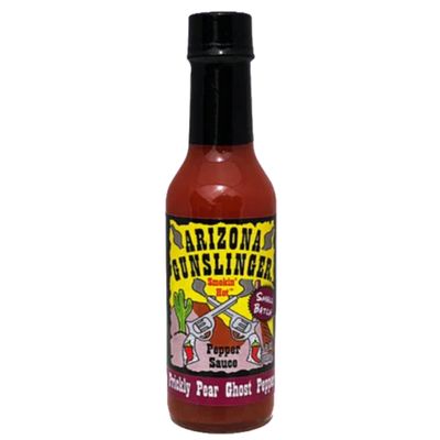 Arizona Gunslinger Prickly Pear Ghost Pepper Hot Sauce Sweet Chili & 2x Spicy Super Hot Sauce with Ghost Chili and Prickly Pear Flavor for Extreme Flavor, Heat, and Southwest Fire 5 fl oz Bottle