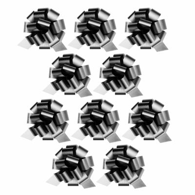 InstaBows 5" Pull String Gift Bows, Silver Satin, 10 Pack