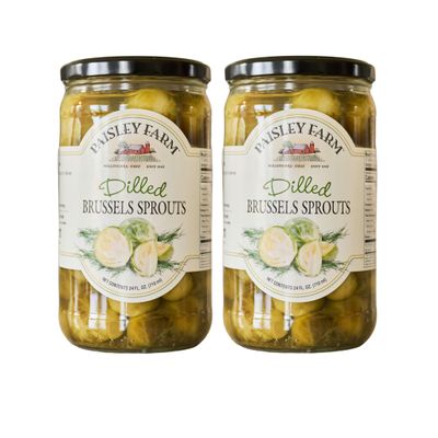 Paisley Farm Dilled Brussels Sprouts, 24oz Jars 2 Pack | All-Natural Pickled Veggies, Crisp & Tangy