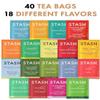 Stash Tea Bags Sampler Assortment Variety Pack 40 Tea Bags in Handmade Cotton Pouch | 18 Assorted Flavors Black Green Herbal Fruit Tea for Mom Dad Wife Husband Tea Lovers view 2