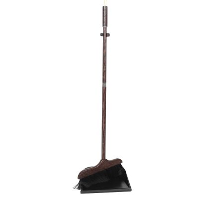 NineLife Basics 1 Set Broom with Dust Pan - Dustpan Broom Set with Wood Long Handle - Upright Standing Dustpan Combo for Indoor Outdoor Home Kitchen Office Cleaning - Easy Assembly Sweeping Tools