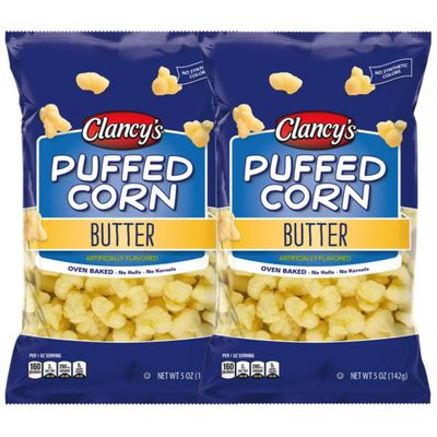 Clancy's Butter Flavored Puffed Corn Snacks, Oven Baked, No Hulls No Kernels, 5 Oz Bags, Pack of 2