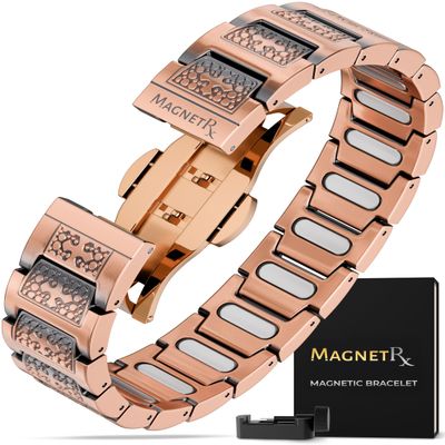 MagnetRX Copper Cross Bracelet for Men EllipseMAX 5X Strength 5,000 Gauss Magnets Premium Mens Copper Bracelet with Adjustable Length (Cross Style)