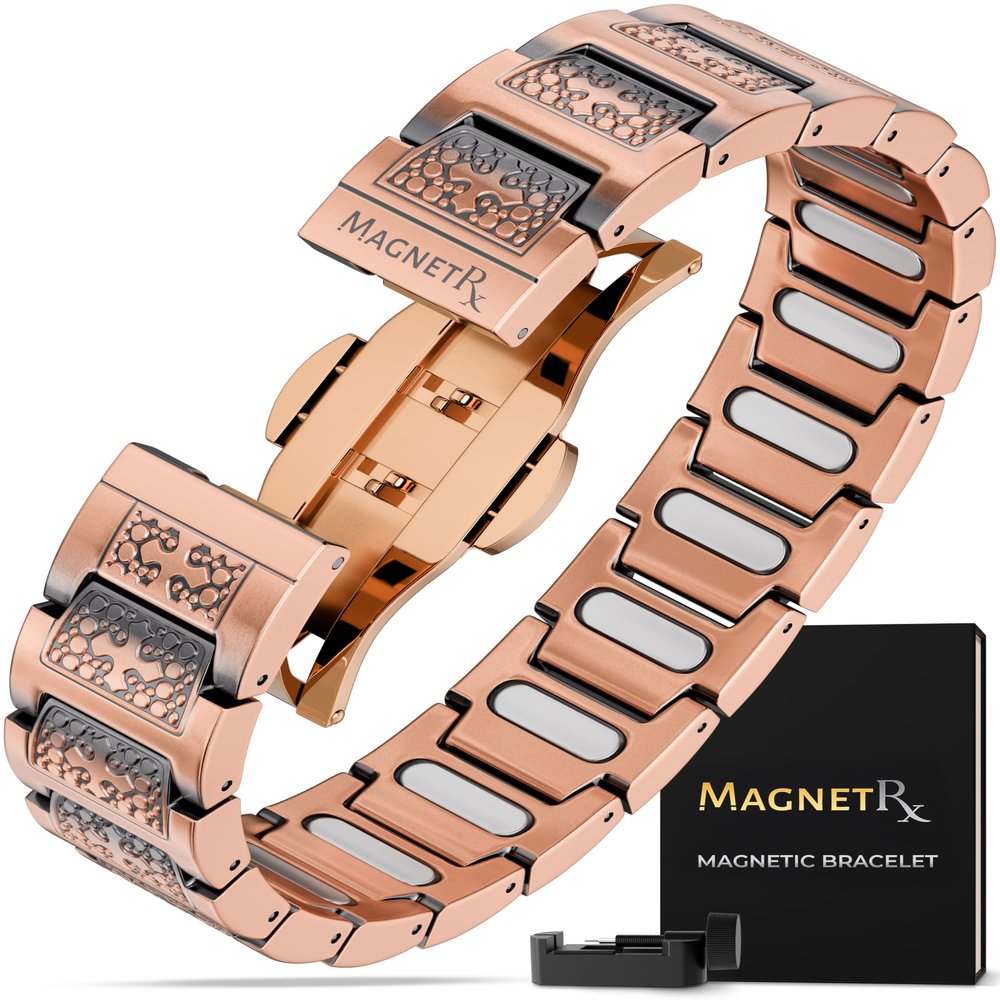 MagnetRX Copper Cross Bracelet for Men EllipseMAX 5X Strength 5,000 Gauss Magnets Premium Mens Copper Bracelet with Adjustable Length (Cross Style)