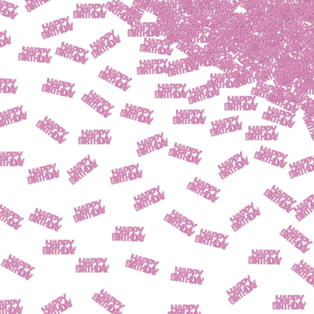 120pcs Pink Happy Birthday Confetti, Birthday Party Table Confetti for Women Men, Glitter Cheers to 21 30 40 50 Years Table Scatter for HBD Party Decoration