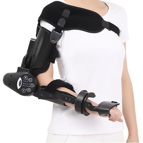 Adjustable Electric Elbow Joint Exercise Device - Arm Training Machine with Remote Control & Hinged Support for Home Fitness & Daily Mobility - Right Hand Rehabilitation Tool