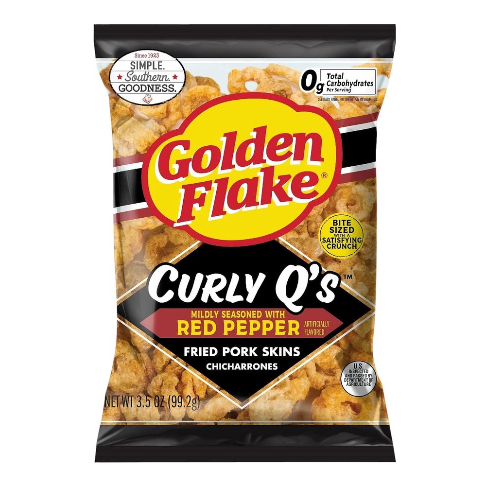 Red Pepper Curly Pork Skin Snacks, 4 Bags with Bonus Bookmark