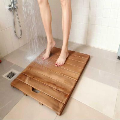 MZGTYW Wooden Bathroom mat, 29in39in Waterproof & Fadeproof,Wooden Shower Floor Teak Wood Mat for Bathroom Spa Sauna Poolside Outdoor,(Oiled Finish)