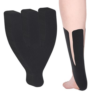 12pcs Precut Kinesiology Tapes for Achilles Tendon, Elastic & Breathable Achilles Tendon Support Ankle Strap Sports Recovery Patch Wrap for Muscle Stability (Black)