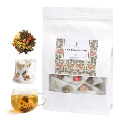 Clear & Calm Herbal Tea,10-herb recipe, 15 Tea Bags Daily Liver Detox and Eye Comfort,Natural, No added Sugar,Vegan,Caffeine-Free Energy,Supports Digestion