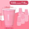 100 Pack Pink Plastic Cups, 16 oz Pink Disposable Cups, pink Solo Cups Heavy Duty for Graduation Baby Shower Birthday Picnic Wedding view 2