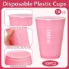 100 Pack Pink Plastic Cups, 16 oz Pink Disposable Cups, pink Solo Cups Heavy Duty for Graduation Baby Shower Birthday Picnic Wedding view 4