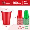LANLISA 100Pcs Red and Green Plastic Cups, 16 oz Disposable Cups For Christmas Birthday Party Decorations view 2