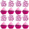 24 PCS One More Day Cupcake Toppers Glitter Wedding Rehearsal Dinner Cupcake Picks Decoration for Wedding Countdown Theme Party Cake Decorations Supplies Rose Red view 1