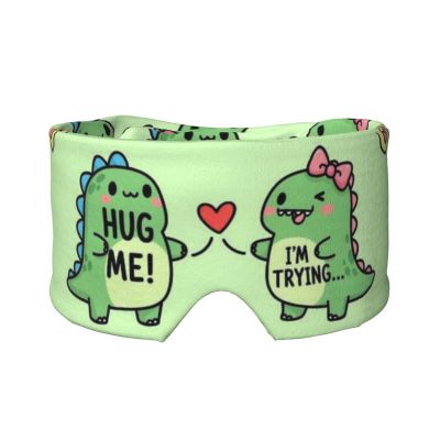 2 in 1 Eye & Ear Mask Comfortable & Soft for Side Sleepers (Dinosaur Lovers Couple Hug Design)