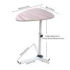 Overbed Bedside Table with Wheels, Modern Triangle Stand Adjustable Height 360 Degree Rotatable Bedside Table, Lifting Moveable Sofa Side End Laptop Desk, Bearing 30kg (Wooden Color) view 2