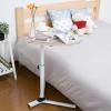 Overbed Bedside Table with Wheels, Modern Triangle Stand Adjustable Height 360 Degree Rotatable Bedside Table, Lifting Moveable Sofa Side End Laptop Desk, Bearing 30kg (Wooden Color) view 3