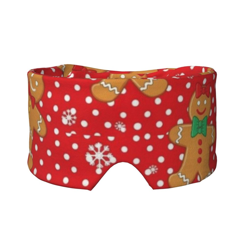 2 in 1 Eye & Ear Mask Comfortable & Soft for Side Sleepers (Christmas Red Polka Dots Snowflakes Gingerbread Cookies)