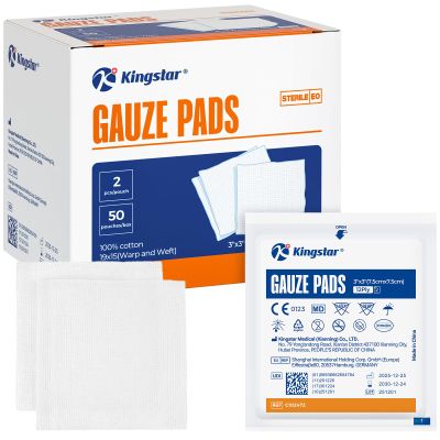 100Pcs Sterile Gauze Pads 3x3 Inch 12-Ply, 100% Cotton 3x3 Soft Gauze for Daily Scrapes & Facial Cleansing, Medical-Grade Sterile Gauze Pads First Aid Kit Supplies
