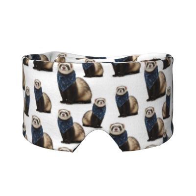 Cute Funny Ferret White Sleep Mask for Sleeping with Heads Adjustable 2 in 1 Ear Mask and Blindfold