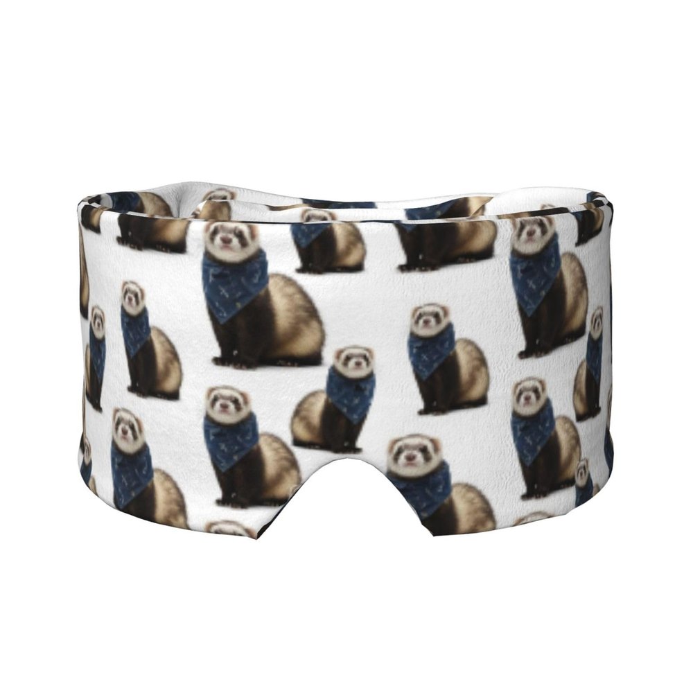 Cute Funny Ferret White Sleep Mask for Sleeping with Heads Adjustable 2 in 1 Ear Mask and Blindfold