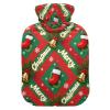 Merry Christmas Checkered Pattern Travel hot Water Bottle with Soft Cover, 2L hot Compress Bag for Period Cramps, Menstrual Cramps, Bolsa de calor para Dolor Menstrual view 1