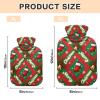 Merry Christmas Checkered Pattern Travel hot Water Bottle with Soft Cover, 2L hot Compress Bag for Period Cramps, Menstrual Cramps, Bolsa de calor para Dolor Menstrual view 3