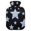 Cartoon Black Checkered Plaid Stars Water Bottle for hot Water with Soft Cover, 2L hot Compress Bag for Hand Feet Warmer, Neck Shoulder Warmer, Bolsa para agua Caliente view 1