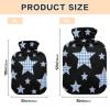 Cartoon Black Checkered Plaid Stars Water Bottle for hot Water with Soft Cover, 2L hot Compress Bag for Hand Feet Warmer, Neck Shoulder Warmer, Bolsa para agua Caliente view 3